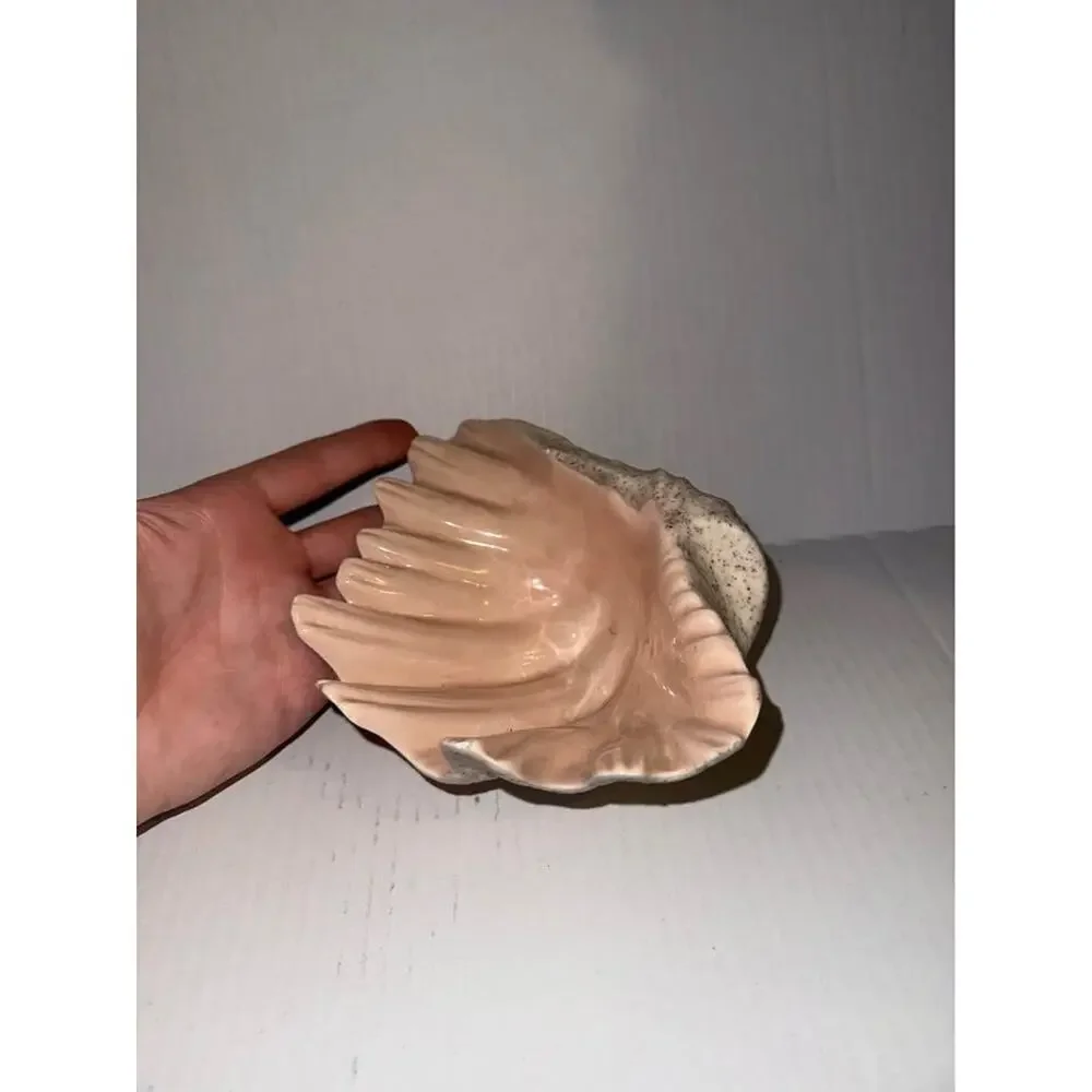 Vintage Large Deco Regency Ceramic Shell Clamshell Bowl Signed
